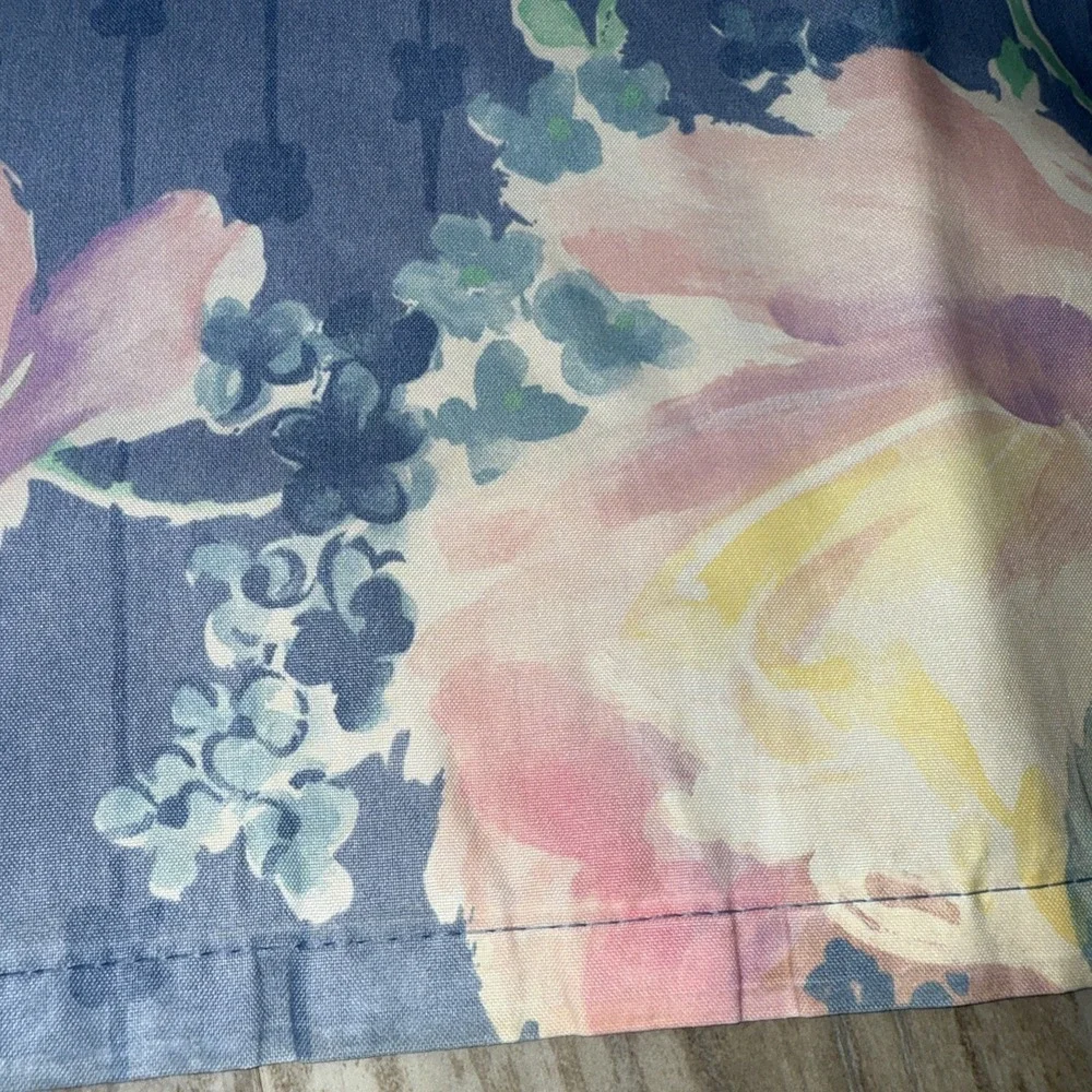 Vintage Hygiene Industries Shower Curtain Blue Pink Floral Kitschy USA 67X71